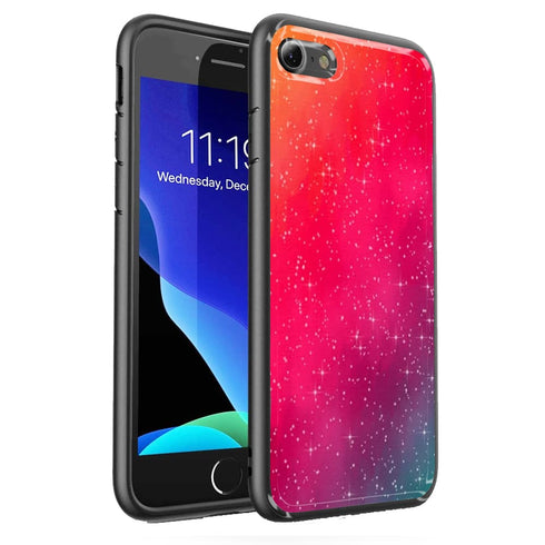 Coque Colorfull Galaxy iPhone SE 2020 en verre trempé