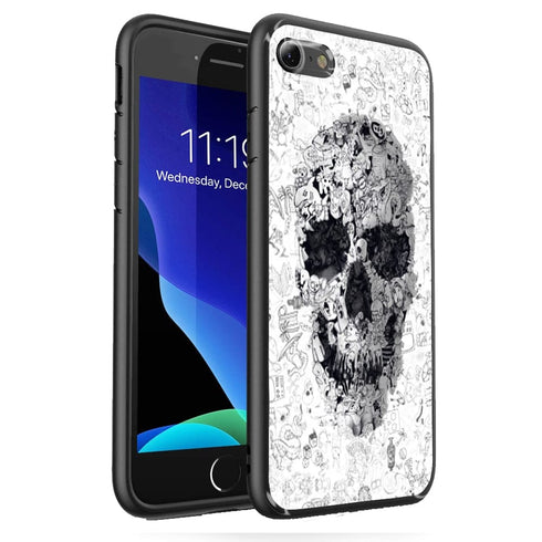 Coque Doodle Skull iPhone SE 2020 | Housse style Puzzle Art MaCoquePerso