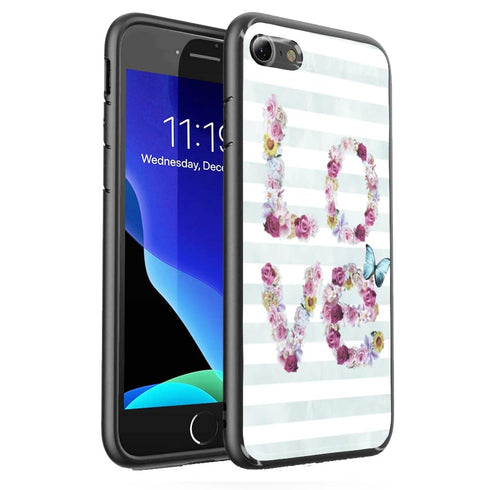 Jolie Coque iPhone SE 2020 Floral Love en Verre Trempé