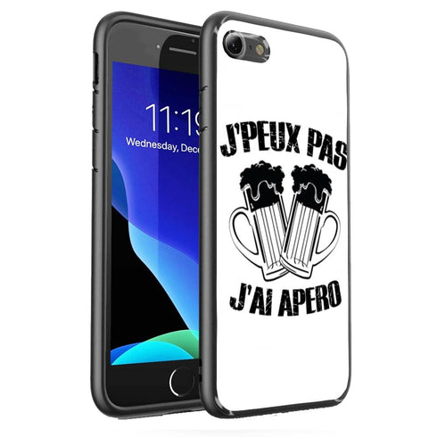 Incassable, la Coque compatible SE 2020 je peux pas j'ai l'apéro en verre Trempé