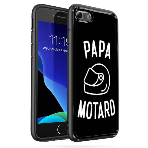Coque Papa Motard Moto Passion iPhone SE 2020 | Housse Tpu + Verre Trempé | Anti Chocs MaCoquePerso