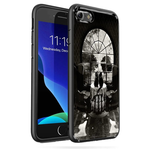 Coque Art print Skull pour iPhone SE 2 ( 2020 ) en verre trempé