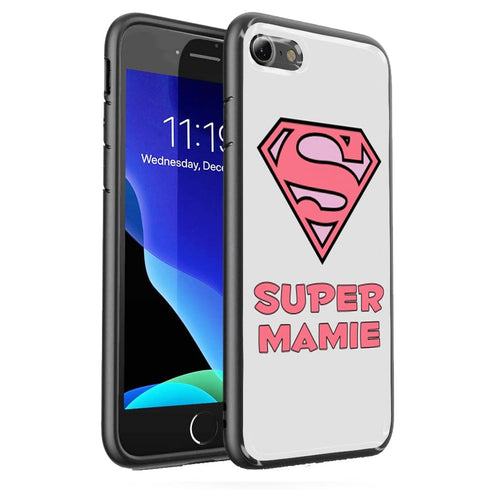 Super Mamie, Coque iPhone SE 2020 Verre Trempé, disponible Livraison rapide