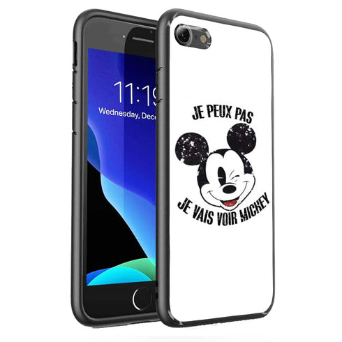 Je Peux pas je Vais Voir Mickey | Coque iPhone SE 2020 | Housse protection Silicone, Tpu, Antichocs, Verre Trempé | Collection dessin Animé Disney MaCoquePerso