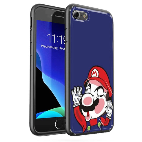 Plumber Stuck Between The Glass | Coque iPhone SE 2020 | Housse protection Silicone, Tpu, Antichocs, Verre Trempé | Collection dessin Animé Mario MaCoquePerso