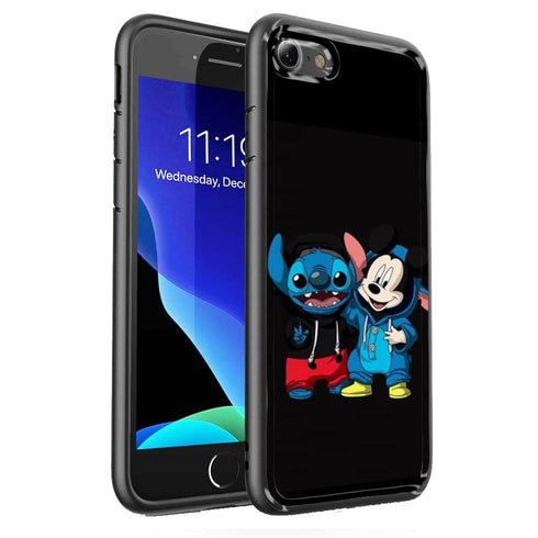 Stitch And the Mouse | Coque iPhone SE 2020 | Housse protection Silicone, Tpu, Antichocs, Verre Trempé | Collection dessin Animé MaCoquePerso