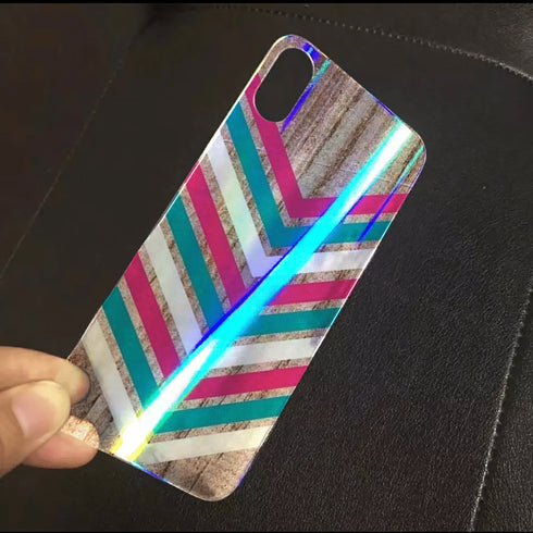 Coque iPhone X Chevrons Bois Rose en Plexi