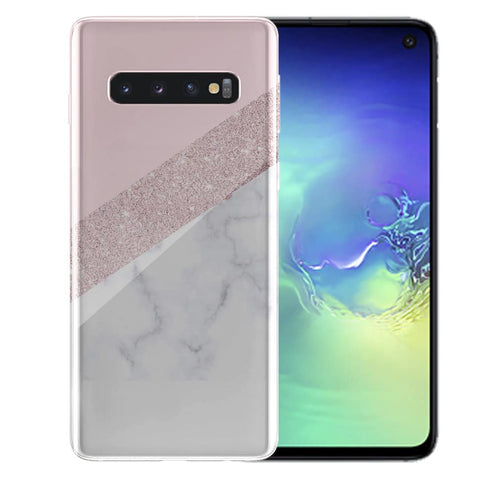 Ta Coque Plexi S10 Marbre Paillettes Roses