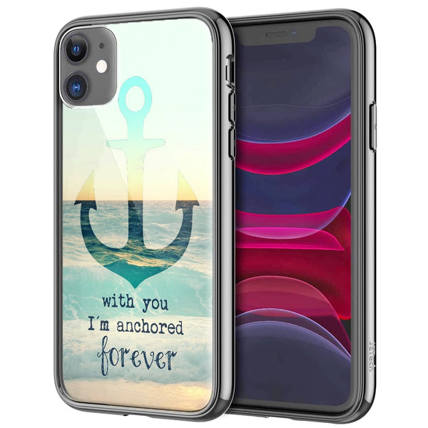 Coque renforcée en Verre Trempé pour iPhone 12, Motif Ancre Pour la Vie