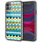 Coque renforcée en Verre Trempé pour iPhone 12, Motif Aztec Bleu Jaune