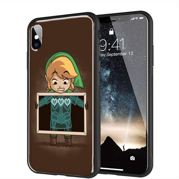 Coque renforcée en Verre pour téléphones iPhone, Samsung, Huawei Motif Zelda