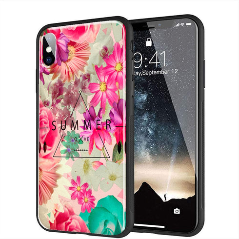 Coque personnalisée smartphone iPhone x, renforcée en verre Trempé motif Summer Love