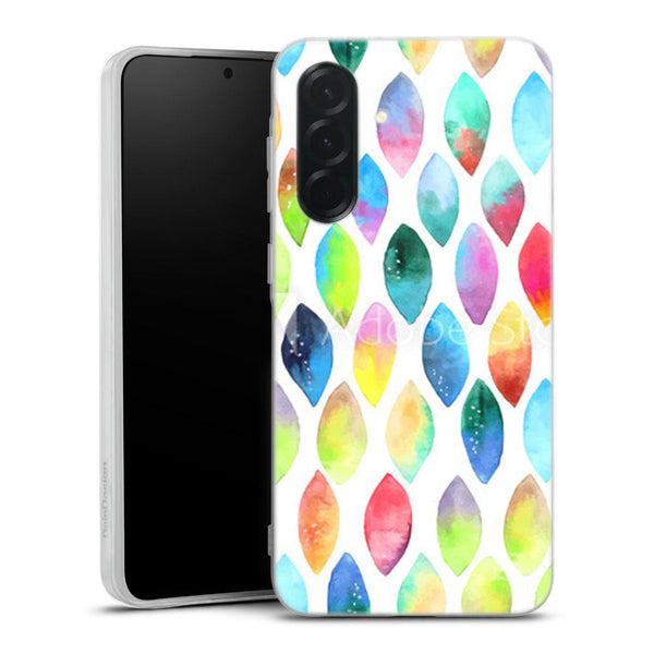 Coque A36 5G Plumes Watercolors pour Samsung galaxy, motifs multicouleurs aesthetic, idée cadeau pour ado