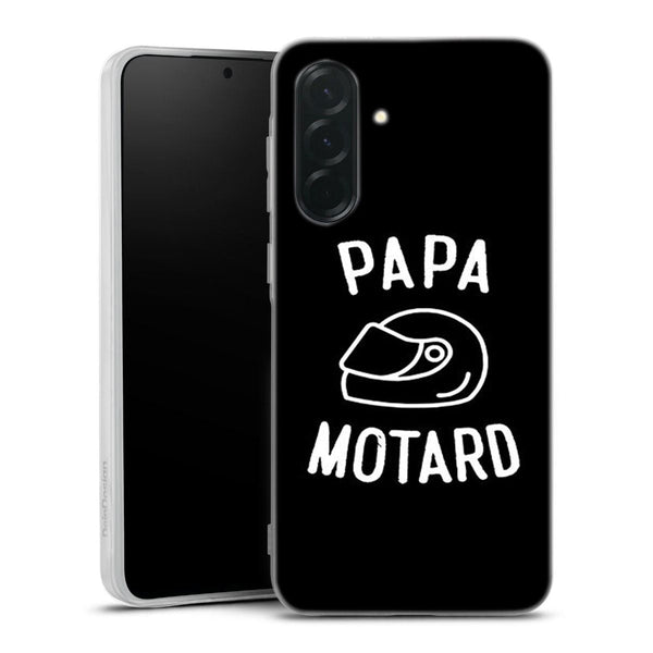 Coque Samsung Galaxy A36 5G Papa Motard Passion, idee cadeau pour fête des pères, noël, ou anniversaire de votre père, pas cher, collection vehicules