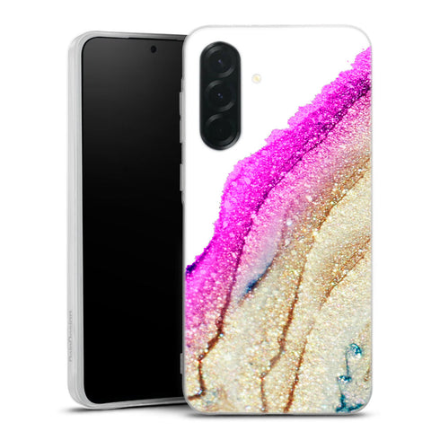 Coque pour Samsung A36 5G Flawless pink, aesthetic artistique, en silicone renforcé, effet strass et paillette, idée cadeau pour femme