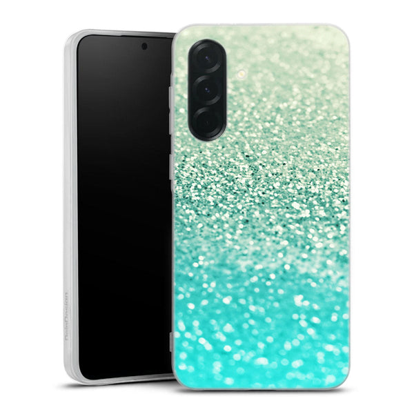 Coque pour Samsung A36 5G Gatsby mint, aesthetic douce, son effet strass bleu turquoise pour les femmes girly