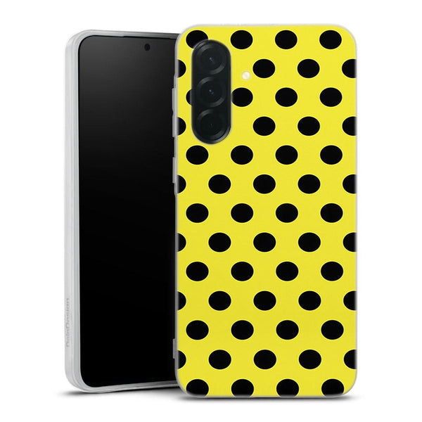 Coque fine Samsung A36 5G Jaune à Pois Noirs, motifs aesthetic pour l'élégance des femmes, idée cadeau pas cher