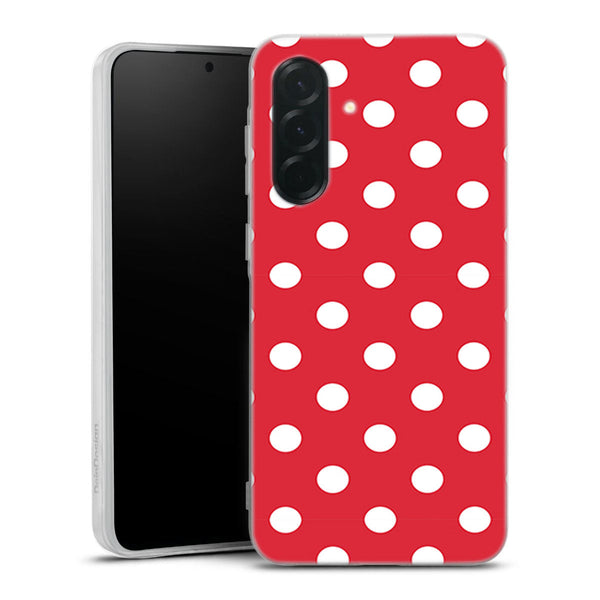 Coque pour Samsung A36 5G Rouge à Pois, design aesthetic polka dots, look aesthetic rouge pour les femmes