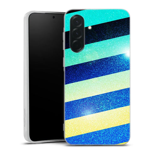 Coque pour Samsung A36 5G Striped colorful glitter, mariniere aesthetic, idée cadeau 11 avril pour femme