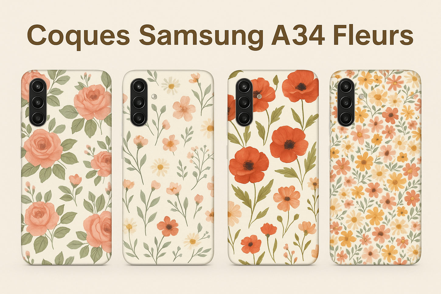 coque tel portable a34 5g collection florale