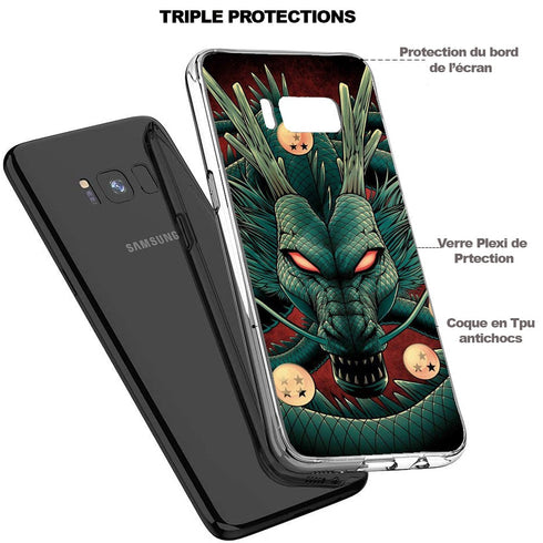 Manga | Coque Galaxy s8 pas cher Dragon Shenron | Silicone, Verre Trempé , Tpu, Antichocs | Housse protection Souple | S8 Plus MaCoquePerso