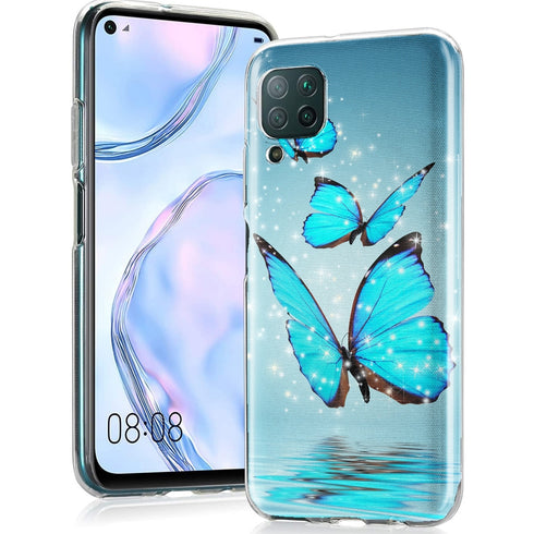 Coque Animaux Huawei P40 Lite Papillon Turquoise, housse bumper Silicone