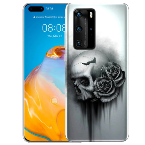 Skull and Roses, Coque Huawei P40 PRO, P40, en Silicone