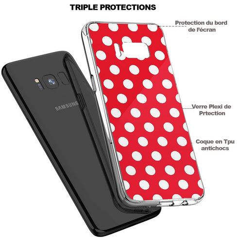 Pois Rouge Coque Samsung Galaxy S8 en Verre Trempé à Rouen