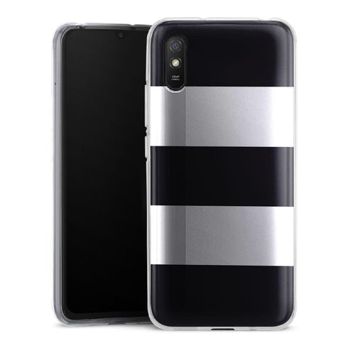 Coque pour Xiaomi Redmi 9 Bandes Mariniere Noires Blanches