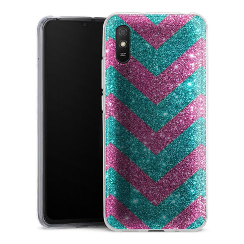 Coque pour Xiaomi Redmi 9 Chevrons Strass Violet Rose - XIAOMI REDMI 9A