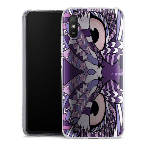 Coque Xiaomi Redmi 9 Hibou violet Azteque