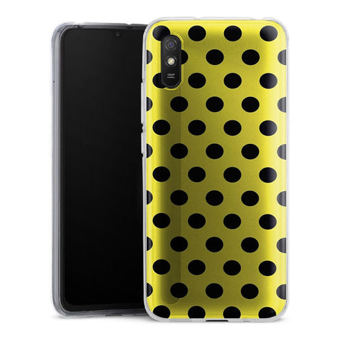 Coque pour Xiaomi Redmi 9 Jaune à Pois Noirs