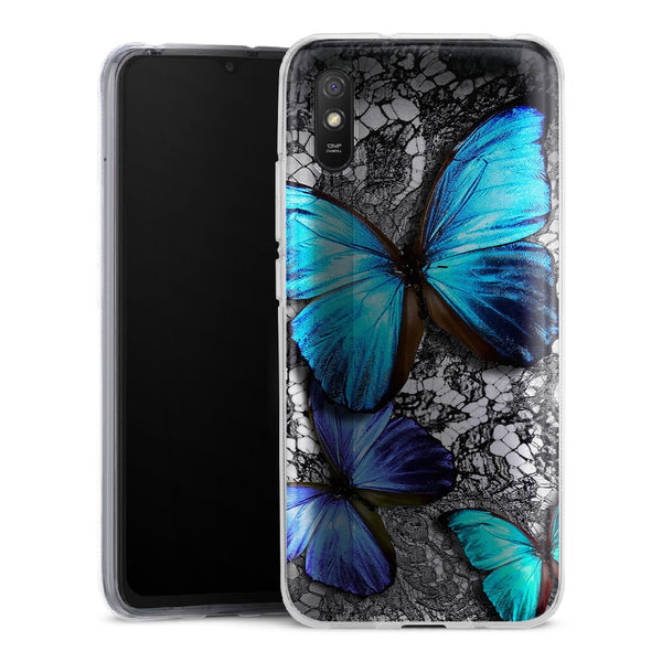 Coque Xiaomi Redmi 9 Papillon Turquoise - XIAOMI REDMI 9A