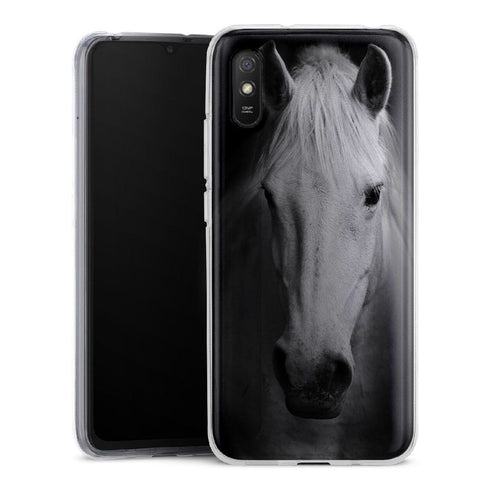 Coque Xiaomi Redmi 9 Tete de Cheval Noir et Blanc - XIAOMI REDMI 9A
