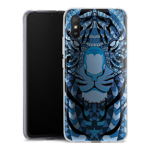 Coque Xiaomi Redmi 9 Tigre Bleu Aztec