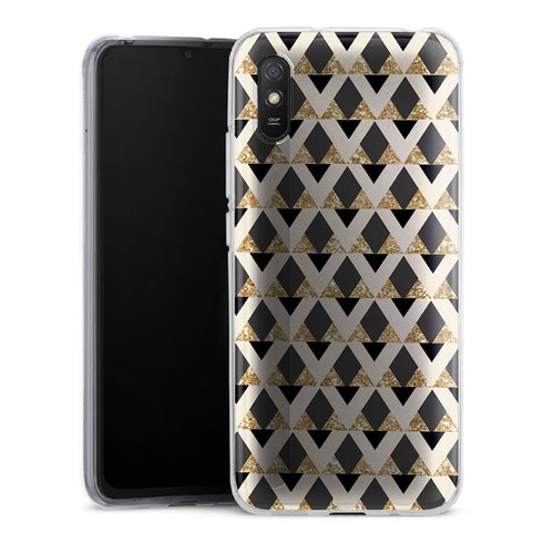 Coque pour Xiaomi Redmi 9 Glitter triangles in gold black and nude - XIAOMI REDMI 9