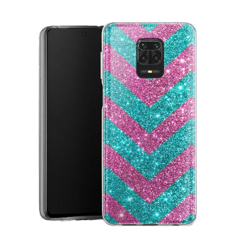 Coque pour Xiaomi Note 9 Chevrons Strass Violet Rose