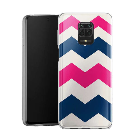 Coque pour Xiaomi Note 9 Chevrons Colorés Rose et Noir