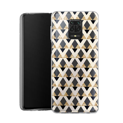 Coque pour Xiaomi Note 9 Glitter triangles in gold black and nude