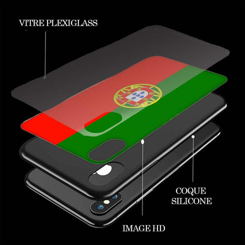 Film Verre trempé Drapeau Portugais pour iPhone X, Xs, XR, iPhone 11, iPhone 8 Plus, iPhone 7 plus, iPhone 8, iPhone 7