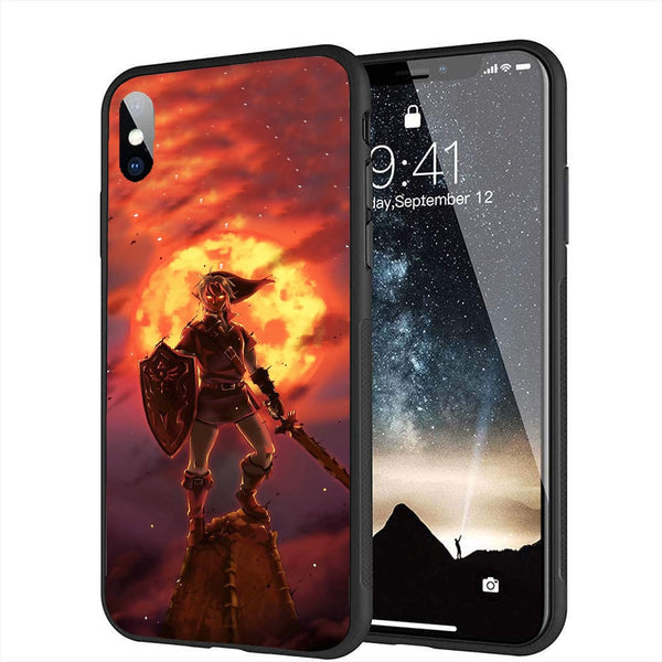 Zelda, Coque pour iPhone X Link Sombre en verre Trempé
