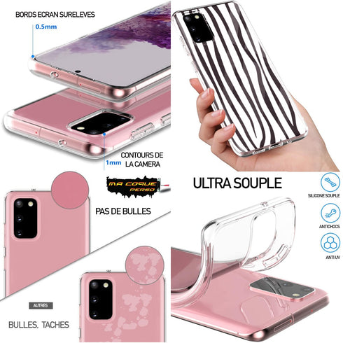 Housse Zebre Noir et Blanc pour Samsung S20 en Silicone