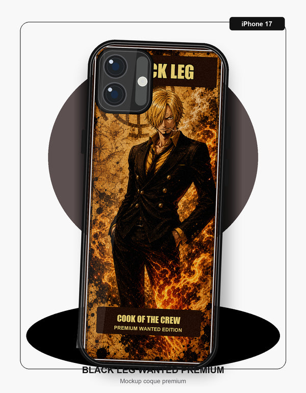 Coque Sanji Black Leg Wanted iPhone 17 - coque One Piece silicone manga pour iPhone Samsung Galaxy