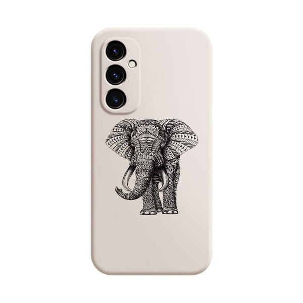 Coque Samsung Galaxy A05S Noir dessin Blanc Elephant