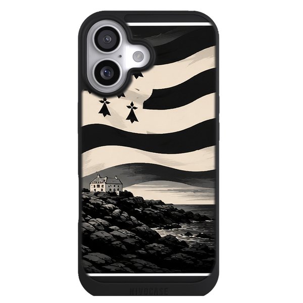 Coque Bretagne Gwenn Ha Du - Drapeau Breton Graphique Noir et Blanc