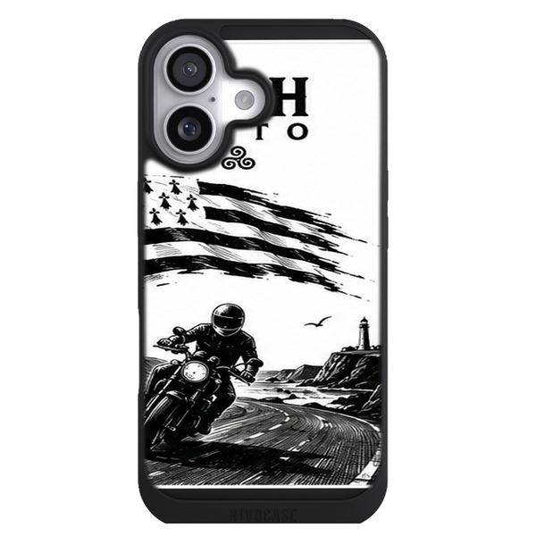 Coque Bretagne Moto Drapeau Cote BZH - Virage Atlantique