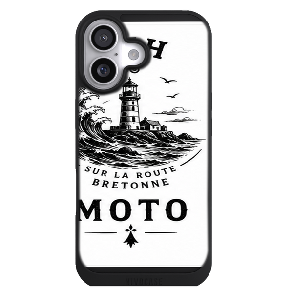 Coque Bretagne Moto Route Bretonne - Phare et Vague