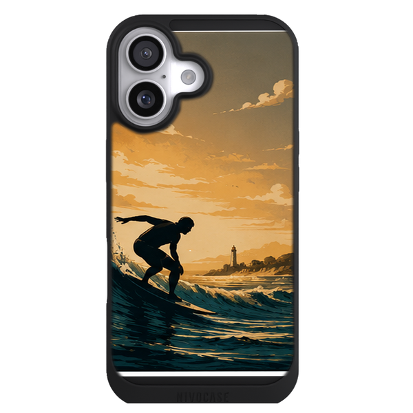 Coque Bretagne Surfeur du Bout du Monde - Vague Dorée et Horizon Atlantique