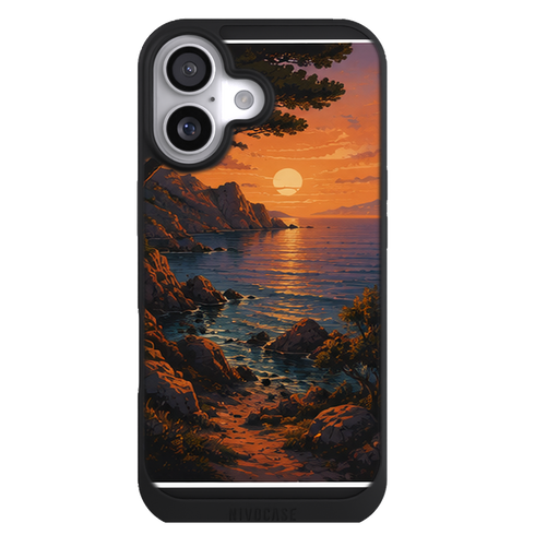 Coque Corse Coucher de Soleil sur la Mer - Criques et Lumiere Orangee