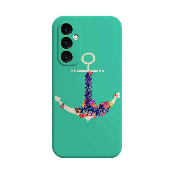 Coque Samsung Galaxy A05S ancre florale turquoise